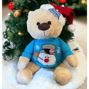Christmas Bear Plush With Frosty The Snowman Sweater & Santa Hat 19” Stuffed Toy